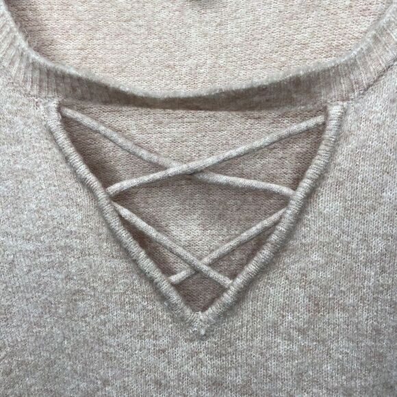 American Eagle Outfitters Bell Sleeve Criss Cross Neck Blush Pink/Cream Size XL - Picture 4 of 10